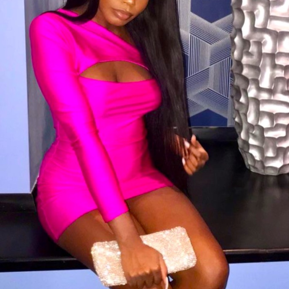 Neon Pink Dress with Cutout